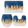 thumbnail image 1 of Blue Gold Bath Mat 3 Piece Bathroom Rug Set, Modern Street Art Splatter Foil Painting Non Slip Bath Rug Contour Mat and Toilet Lid Cover, Absorbent Shower Mats Soft Bath Rugs and Mats Sets, 1 of 8