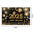 Blue Gold Black Happy 2025 New Year Christmas Backdrop Banner New Year