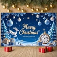thumbnail image 1 of Blue & Gold Christmas Banner Snowflake Pattern Xmas Backdrop Reindeer Design Gift Box Festive Background for Christmas Party New Year Celebration Winter Gathering, 1 of 9