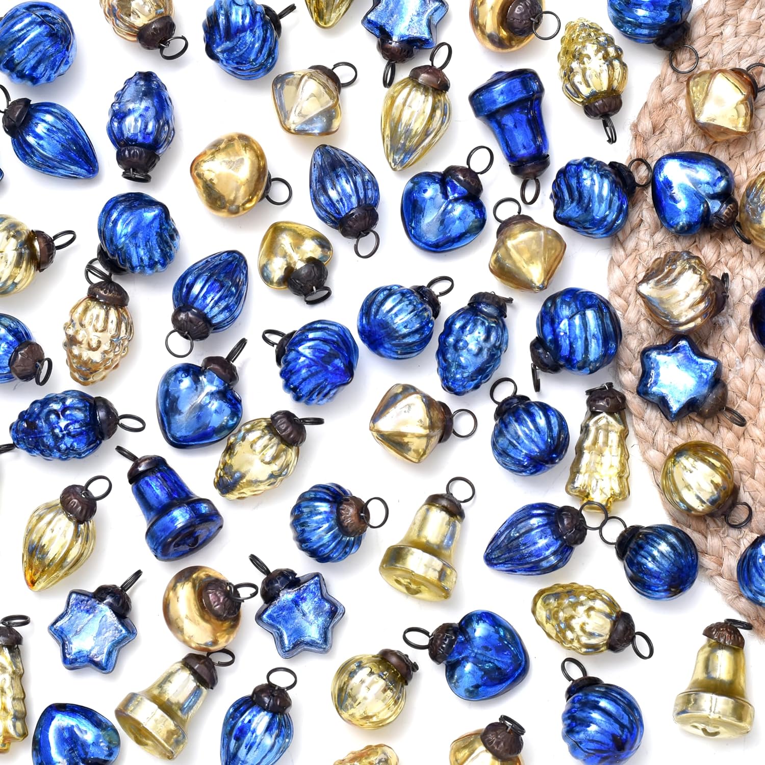 Blue Gold Christmas Ornaments 50 Pieces Vintage Christmas Decoration