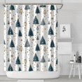 thumbnail image 1 of Blue and Gold Christmas Tree Pattern Shower Curtain 84"x72" ,Bathroom Decorative Shower Curtains Set with 12 Hooks,Modern Waterproof Washable Shower Curtain, 1 of 6