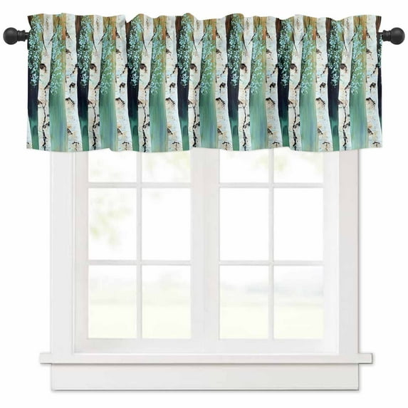 Blue Gold Coastal Valances for Windows Farmhouse Kitchen Curtains Valances Rod Pocket Valance Curtains for Kitchen Windows Summer Modern Ocean Wave Window Valances for Bathroom Bedroom 54"x18"