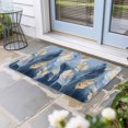 thumbnail image 1 of Blue Gold Feather Door Mat Indoor Outdoor, Modern Oil Painting Gradient White Non Slip Welcome Mat with Rubber Backing, Absorbent Fabric Front Door Mats Entryway Rug for Home Patio Entrance 16"x24", 1 of 9