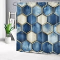 thumbnail image 1 of Blue And Gold Geometric Shower Curtain Modern Blue And White Abstract Shower Curtain With Hooks Minimalist Aesthetic Bathroom Decor Shower Curtain Sets 65"W x 72"L, 1 of 6