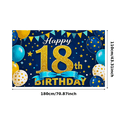 thumbnail image 1 of Blue and Gold Glittery 18th Birthday Banner Backdrop Decor with Stars Balloons and Bunting for Birthday Party Photography Props Decorations Happy Birthday Celebrations, 1 of 8