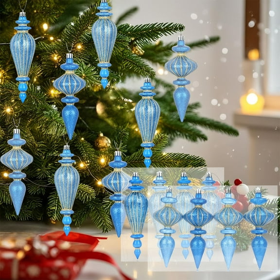 Blue Gold Gourd Ornaments, Plastic Decorative Pendants, Festive Tree Decor, Durable Weather-resistant, Home Holiday Arrangement,Vsgery