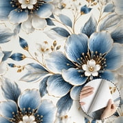 Blue Gold Gradient Floral Wallpaper Modern Boho Aesthetic Peel and Stick Wallpaper Contact Paper Waterproof Removable Home Decor for Bedroom Living Room Bathroom Kitchen Cabinet Drawer