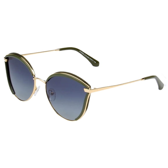 Blue-Gold Gradient Lens Metal Round Frame Sunglasses - UV Protection Elegant Daily Commute Eyewear