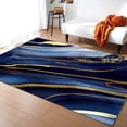 thumbnail image 1 of Blue Gold Gradient Marble Area Rug Modern Abstract Light Luxury Outdoor Carpet Indoor Non Slip Rugs Room Sofa Living Bedroom Home Decor Floor Mats 3x5 Small Non-slip Washable Soft, 1 of 5