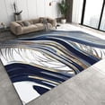 thumbnail image 1 of Blue Gold Gradient Marble Area Rug, Modern Abstract Luxury Bedroom Carpet, Small Rugs Comfortable Soft Breathable With Non-Slip Backing For Living Room Bedroom Study Office 5 x 6ft, 1 of 6