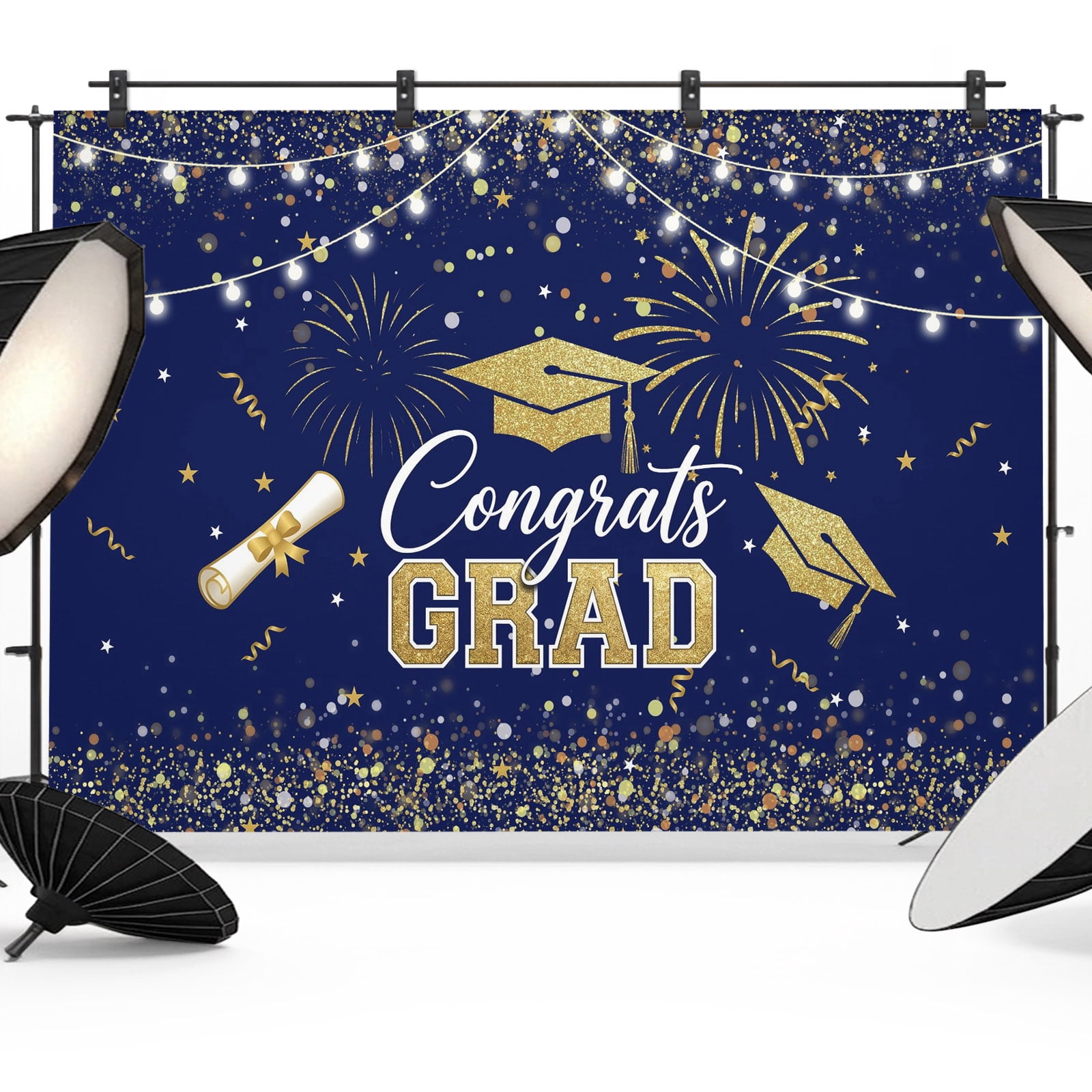 Blue Gold Graduation Cap Photography Backdrop 8x6FT, Graduates ...