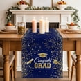 thumbnail image 1 of Blue Gold Graduation Cap Table Runner 13x108 Inch Graduates Celebration Fireworks Classic Cotton Linen Dining Table Runner Ideal for Dresser Kitchen Coffee Tables - Machine Washable, 1 of 9