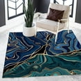 thumbnail image 1 of Blue Gold Green Marble Abstract Modern Carpet For Living Room Bedroom Retro Accent Rug Under Dining Table Washable Soft Kitchen Laundry Bathroom Runner Mats Floor Pads 2 x 3ft, 1 of 6