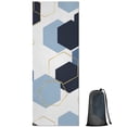 thumbnail image 1 of Blue Gold Hexagon Marble Hot Yoga Mat Towel Non Slip for Hot Yoga - Quick-Drying Yoga Mat Cover with 4 Corner Pockets with Travel Bag - Hot Yoga Towel Non Slip 74"x26", 1 of 6