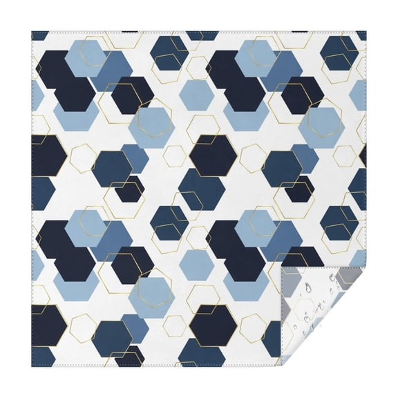 Blue Gold Hexagon Marble Square Tablecloth,Waterproof Square Table Cover,Wipeable Spillproof Washable Table Cover for Home Kitchen Party Decor 42"X42"(107x107cm)