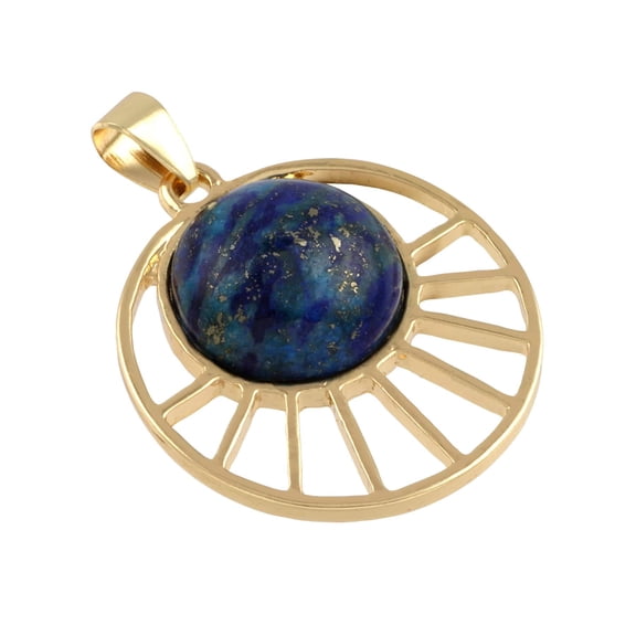 Blue & Gold Lapis Sun Pendant by Bead Landing