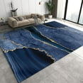 thumbnail image 1 of Blue Gold Marble Area Rug, Dark Blue Abstract Canyon Rugs For Living Room, Indoor Non-Slip Kids Rugs, Machine Washable Carpet For Bedroom Study Front Entrance Floor Decor 2x3ft, 1 of 6