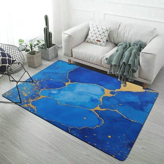 Blue Gold Marble Art(1)-2 Home Decor Living Room Carpet Non-slip Hotel Lobby Floor Mat Kitchen Bedroom Entrance Doormat Mats