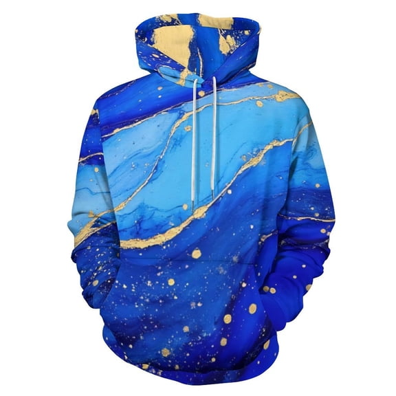 Blue Gold Marble Art Print 3D Print Hoodie Men Women Autumn Thin Pullover Sweatshirt Vintage Streetwear Tops
