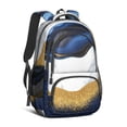thumbnail image 1 of Blue Gold Marble Backpack for School,Cute School Bag,Schoolbag with Adjustable Shoulder Straps & Padded Back,16.9 Inch, 1 of 5