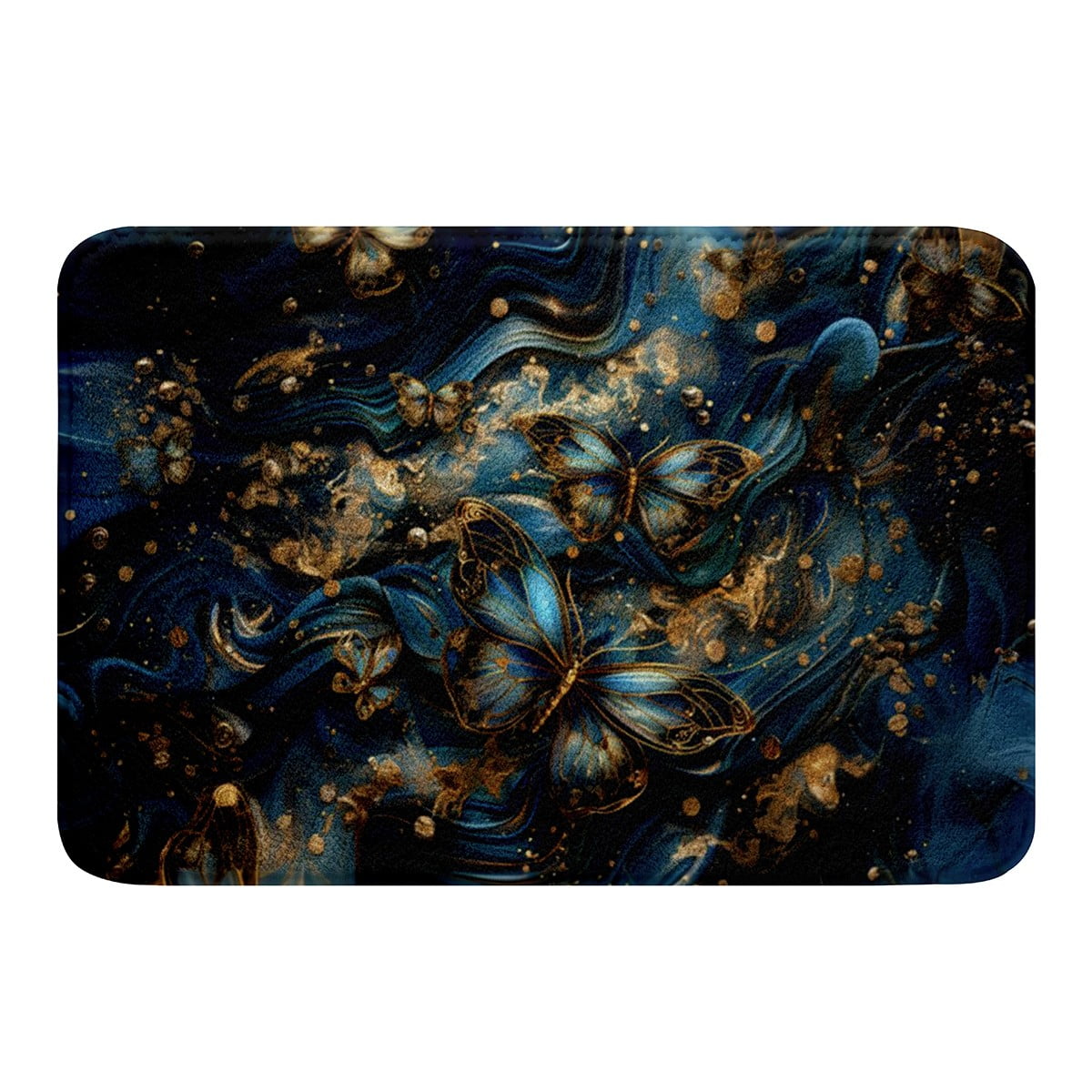 Blue Gold Marble Bathroom Rug Set,Colorful Gradient Butterfly Bath Mat ...