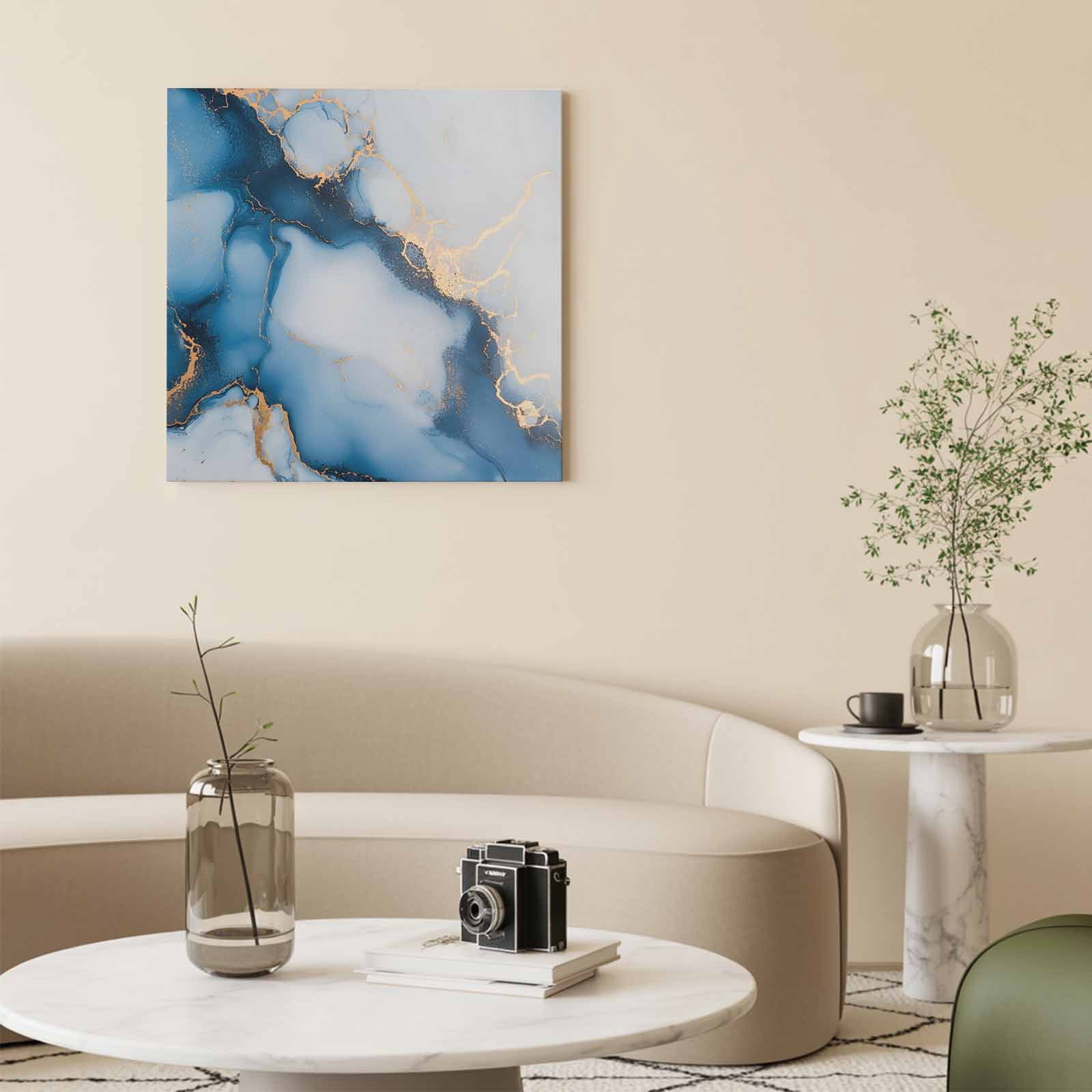 Fresh Look at Blue Gold Marble Canvas Print Wall Art Bronzing Watercolor Modern