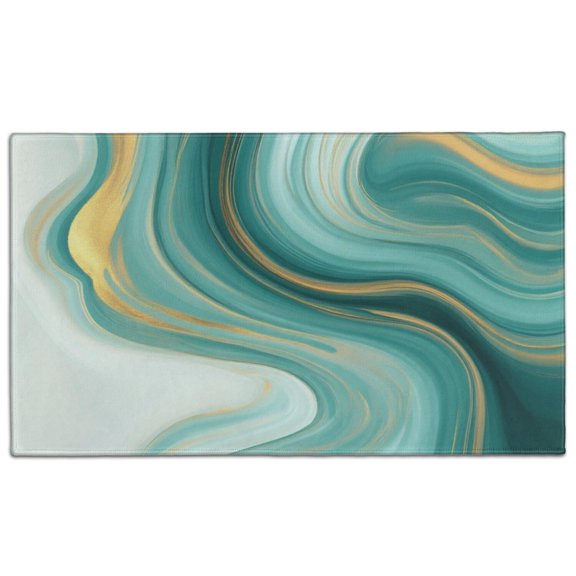 Blue and Gold Marble Flow Veins Pattern Door Rugs,Washable Non Slip Door Mats Indoor,Decorative Door Mats,Entry Mat Indoor for Entrance,Bedroom,Kitchen,Bathroom,17"x30"