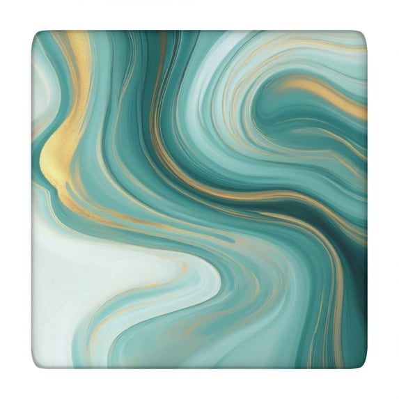 Blue and Gold Marble Flow Veins Pattern Square Fitted Tablecloth with Elastic Edge,Square Table Cover,Washable Elastic Table Cover for Home Kitchen Party Decor 34"x34"