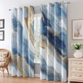 Blue Gold Marble Fluid Art Blackout Curtains, Abstract Texture Grommet ...