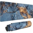 thumbnail image 1 of Blue Gold Marble Gaming Mouse Pad XL Extended Large Mousepad with Nonslip Rubber Base Stitched Edges Laptop Computer Keyboard Desk Mat for Office Home Gamer, 1 of 6