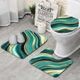 thumbnail image 1 of Blue and Gold Marble Glitter Streaks Pattern Bathroom Rugs Sets 3 Piece,Toilet Cover Set,Absorbent Non Slip Bathroom Mats Sets with U-Shaped Contour Rug Toilet Rug Set, 1 of 5