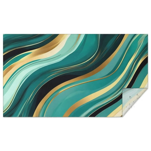 Blue and Gold Marble Glitter Streaks Pattern Rectangle Tablecloth 60"x102",Waterproof Polyester Rectangle Table Cloth, Wipeable Spillproof Polyester Tablecloth for Dining, Camping, Indoor and Outdoor
