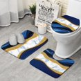thumbnail image 1 of Blue and Gold Marble Glitter Waves Pattern Bathroom Rugs Sets 3 Piece,Toilet Cover Set,Absorbent Non Slip Bathroom Mats Sets with U-Shaped Contour Rug Toilet Rug Set, 1 of 5