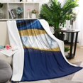 thumbnail image 1 of Blue and Gold Marble Glitter Waves Pattern Blanket,Comfortable Soft Flannel Throw Blanket,All Season,Warm Lightweight Blankets for Sofa Bed Couch Living Room Chair,60"x80", 1 of 4