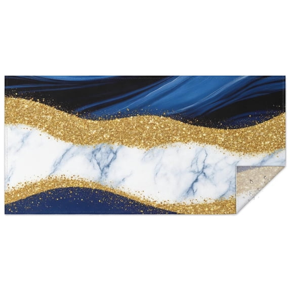 Blue and Gold Marble Glitter Waves Pattern Rectangle Tablecloth 60"x120",Waterproof Polyester Rectangle Table Cloth, Wipeable Spillproof Polyester Tablecloth for Dining, Camping, Indoor and Outdoor