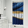 thumbnail image 1 of Blue and Gold Marble Glitter Waves Pattern Shower Curtain 36"x72" ,Bathroom Decorative Shower Curtains Set with 12 Hooks,Modern Waterproof Washable Shower Curtain, 1 of 6