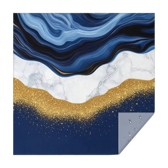 Blue and Gold Marble Glitter Waves Pattern Square Tablecloth,Waterproof Square Table Cover,Wipeable Spillproof Washable Table Cover for Home Kitchen Party Decor 60"x60"(152x152cm)