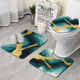 thumbnail image 1 of Blue and Gold Marble Golden Dots Pattern Bathroom Rugs Sets 3 Piece,Toilet Cover Set,Absorbent Non Slip Bathroom Mats Sets with U-Shaped Contour Rug Toilet Rug Set, 1 of 5