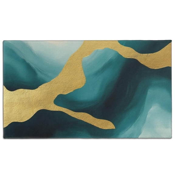 Blue and Gold Marble Golden Dots Pattern Door Rugs,Washable Non Slip Door Mats Indoor,Decorative Door Mats,Entry Mat Indoor for Entrance,Bedroom,Kitchen,Bathroom,17"x30"