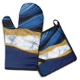 thumbnail image 1 of Blue Gold Marble Kitchen Oven Mitt and Pot Holder Sets 2 Pcs for Baking, Cooking and Grilling, Heat Resistant Up To 392 °F, 1 of 7
