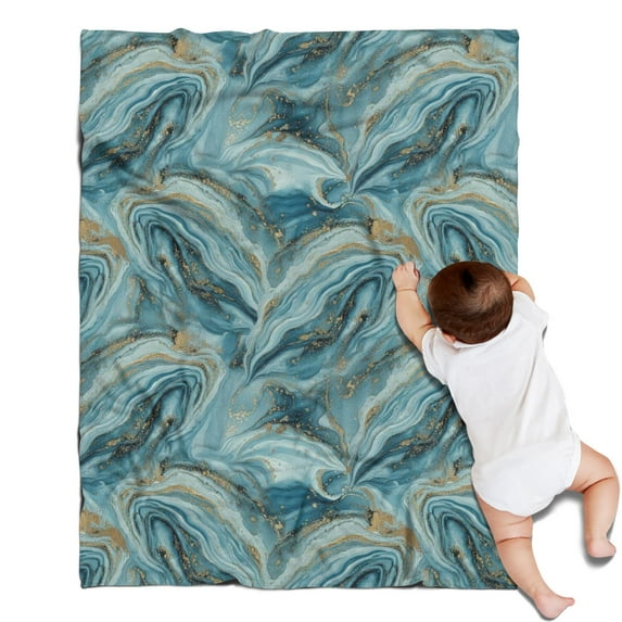 Blue Gold Marble Pattern Blanket,Comfortable Soft Flannel Throw Blanket,All Season,Warm Lightweight Blankets for Sofa Bed Couch Living Room Chair,30"x40"