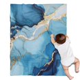 thumbnail image 1 of Blue Gold Marble Pattern Blanket,Comfortable Soft Flannel Throw Blanket,All Season,Warm Lightweight Blankets for Sofa Bed Couch Living Room Chair,30"x40", 1 of 4