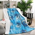 thumbnail image 1 of Blue Gold Marble Pattern Blanket,Comfortable Soft Flannel Throw Blanket,All Season,Warm Lightweight Blankets for Sofa Bed Couch Living Room Chair,50"x60", 1 of 4
