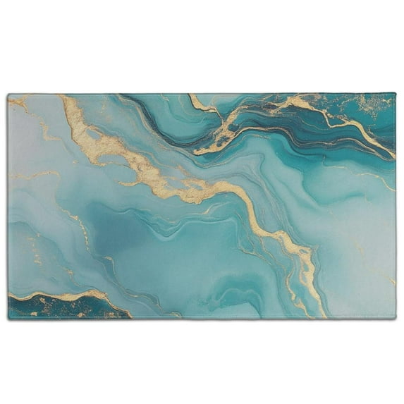 Blue Gold Marble Pattern Door Rugs,Washable Non Slip Door Mats Indoor,Decorative Door Mats,Entry Mat Indoor for Entrance,Bedroom,Kitchen,Bathroom,17"x30"