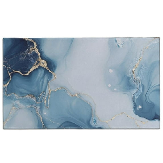 Blue Gold Marble Pattern Door Rugs,Washable Non Slip Door Mats Indoor,Decorative Door Mats,Entry Mat Indoor for Entrance,Bedroom,Kitchen,Bathroom,17"x30"