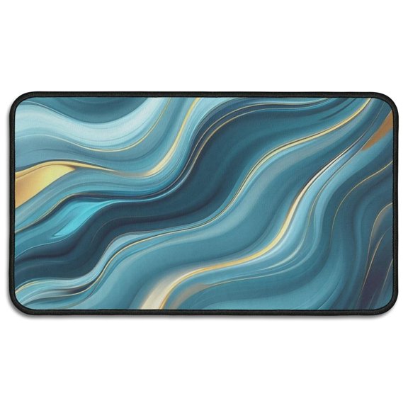 Blue Gold Marble Pattern Door Rugs,Washable Non Slip Door Mats Indoor,Decorative Door Mats,Entry Mat Indoor for Entrance,Bedroom,Kitchen,Bathroom,30"x17"