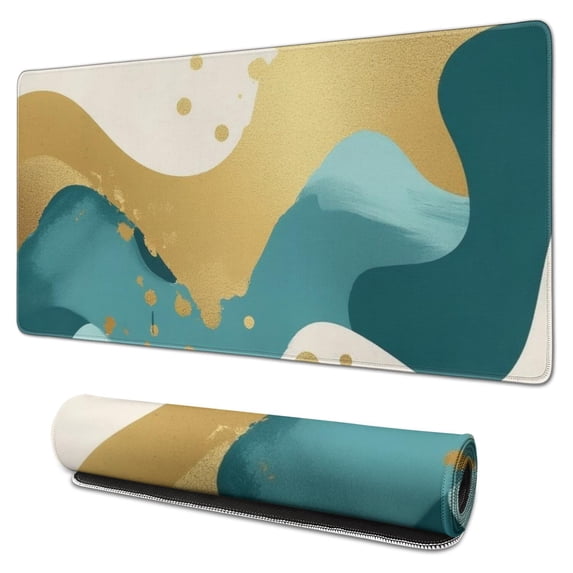 Blue and Gold Marble Pattern Extended Large Mouse Pad, Large Mouse Mat ...