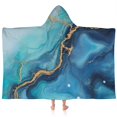 thumbnail image 1 of Blue Gold Marble Pattern Hooded Bath Towel，60"x35" for Ages 3 To 12 Kids, Quick Dry Lightweight Soft Microfiber Hood Beach Towel Cover Up for Kids, 1 of 7