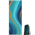 thumbnail image 1 of Blue Gold Marble Pattern Hot Yoga Mat Towel Non Slip for Hot Yoga - Quick-Drying Yoga Mat Cover with 4 Corner Pockets with Travel Bag - Hot Yoga Towel Non Slip 74"x26", 1 of 6