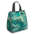thumbnail image 1 of Blue and Gold Marble Pattern Insulated Lunch Bag for Women Men, Large Portable Soft Cooler Tote, Thermal Food Storage Bag with Pearl Cotton, 8.66L, 8.75"x5.75"x9.5", 1 of 6